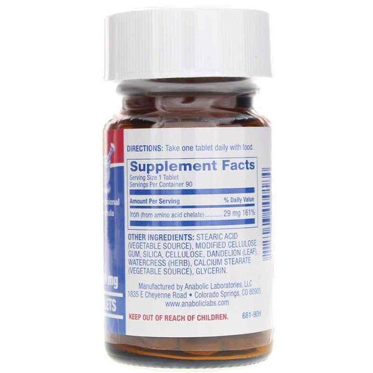 Chelated Iron 29 Mg, 90 Veg Tablets, ANL