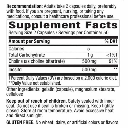 Choline & Inositol, 100 Capsules, NWA