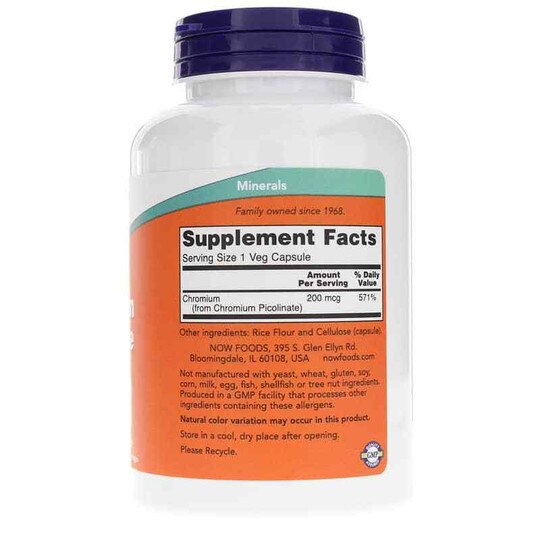 Chromium Picolinate 200 Mcg, 250 Veg Capsules, NOW