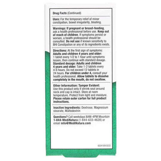 Constipation Relief Tablets, 100 Tablets, BHI