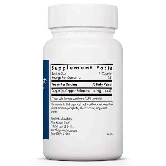 Copper Sebacate, Allergy Research Group