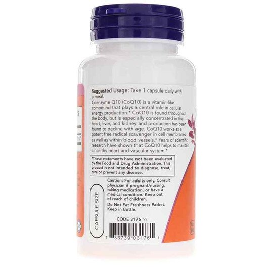 CoQ10 200 Mg, 60 Veg Capsules, NOW