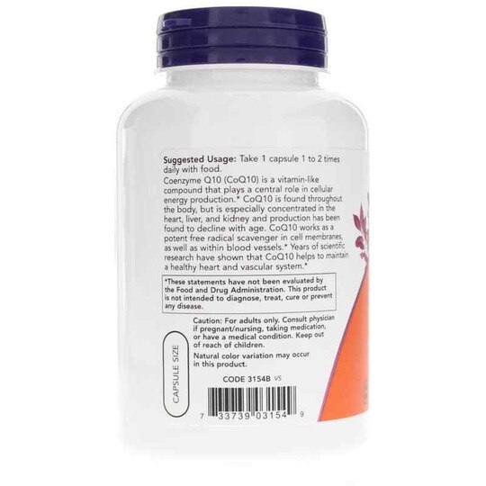 CoQ10 60 Mg, 180 Veg Capsules, NOW