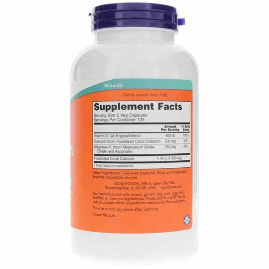 Coral Calcium Plus Magnesium & Vitamin D, 250 Veg Capsu, NOW