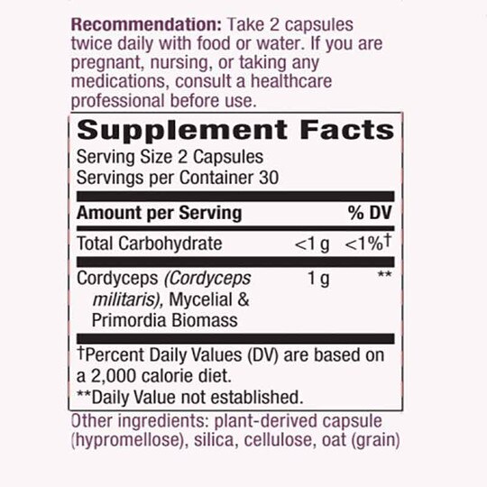 Cordyceps, 60 Veg Capsules, NWA