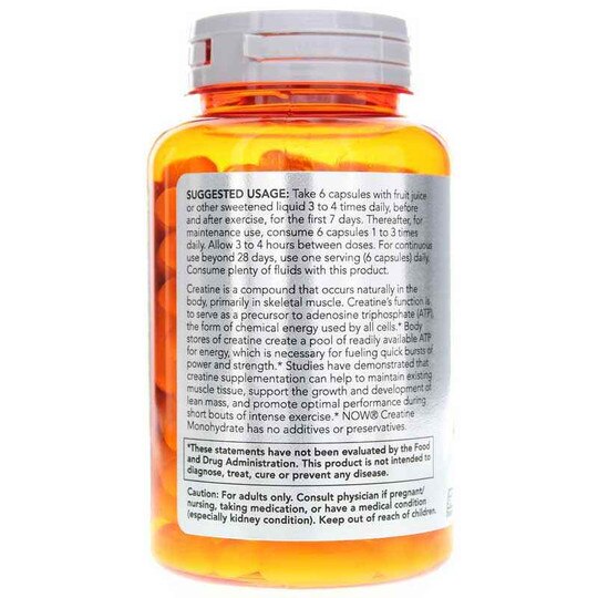 Creatine Monohydrate 750 Mg, 120 Veg Capsules, NOW