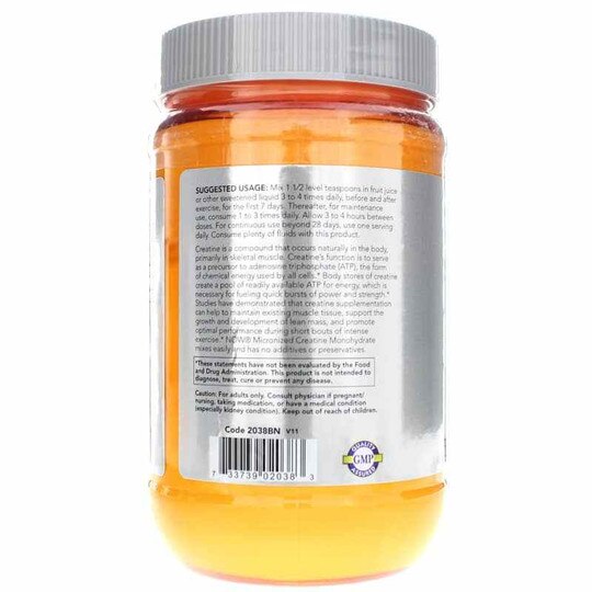 Creatine Monohydrate Micronized Pure Powder, 1.1 Lbs, NOW