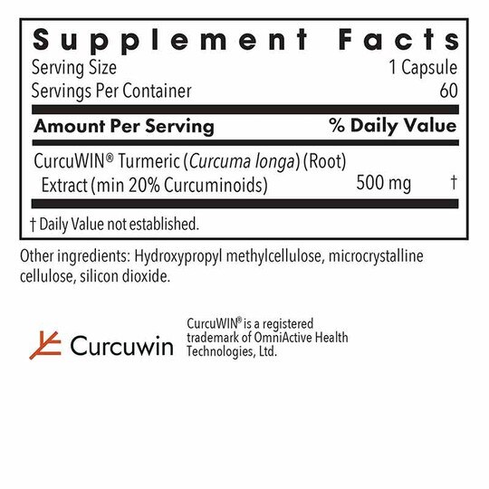 CurcuWIN 500, 60 Veg Capsules, ARG