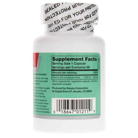 D-1000, Natural Vitamin D3, 90 Veg Capsules, KRU