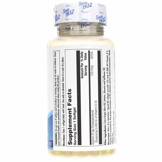 D-3 125 Mcg (5000 IU) ActivGels, 90 Softgels, KAL