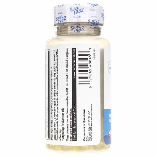 D-3 125 Mcg (5000 IU) ActivGels, 90 Softgels, KAL