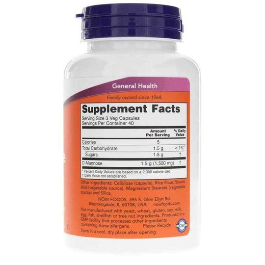 D-Mannose 500 Mg, 120 Veg Capsules, NOW