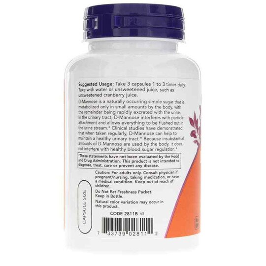 D-Mannose 500 Mg, 120 Veg Capsules, NOW