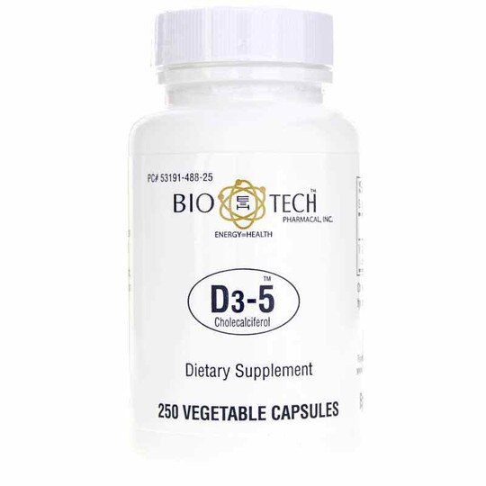 D3-5 5,000 IU, 250 Veg Capsules, BTP