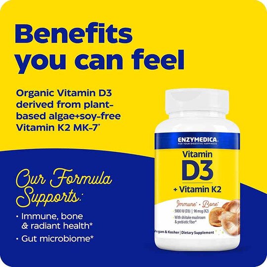 D3 + Vitamin K2, 60 Capsules, ENZ