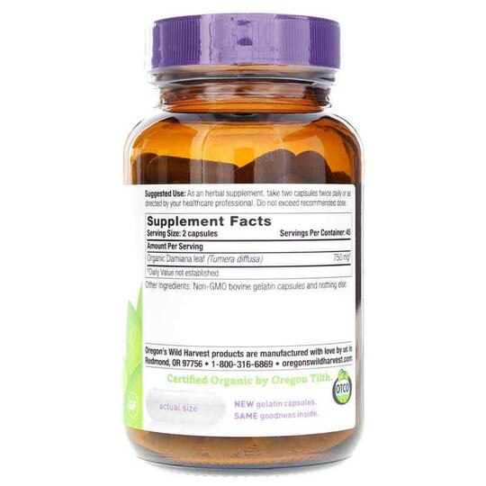 Damiana, 90 Gel Capsules, OWH