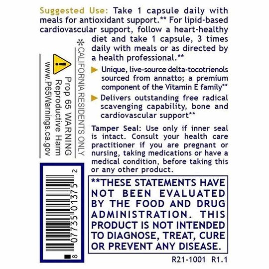 Deltanol Delta-Tocotrienol Complex, 60 Capsules, PRL