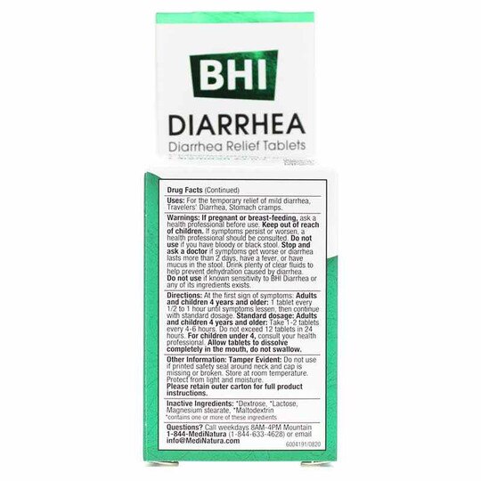 Diarrhea Relief Tablets, 100 Tablets, BHI