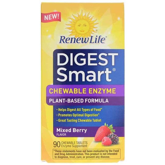 Digest Smart PlantBased Enzyme Chewable, Renew Life