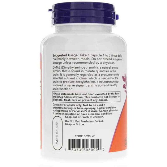 DMAE (dimethylaminoethanol) 250 Mg, 100 Veg Capsules, NOW