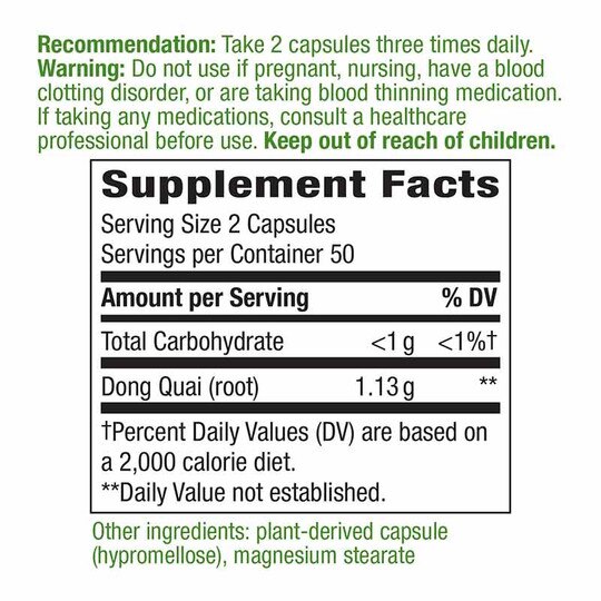 Dong Quai Root, 100 Veg Capsules, NWA