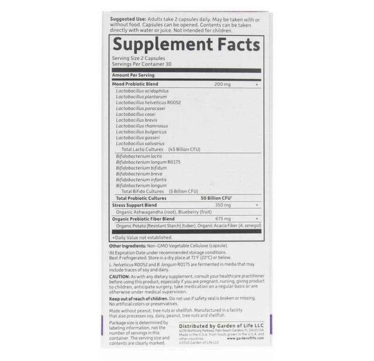 Dr. Formulated Probiotics Mood +, 60 Veg Capsules, GOL