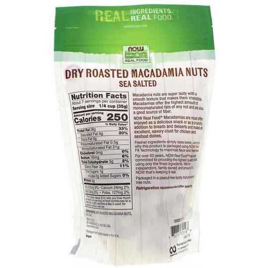 Dry Roasted Macadamia Nuts with Sea Salt, 9 Oz, NOW