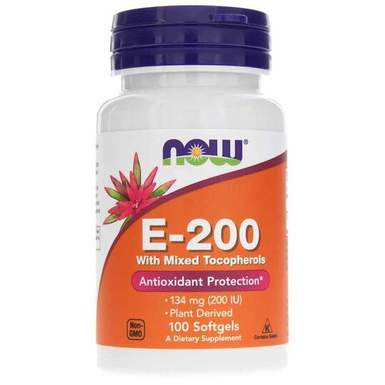 E-200 Natural with Mixed Tocopherols, 100 Softgels, NOW