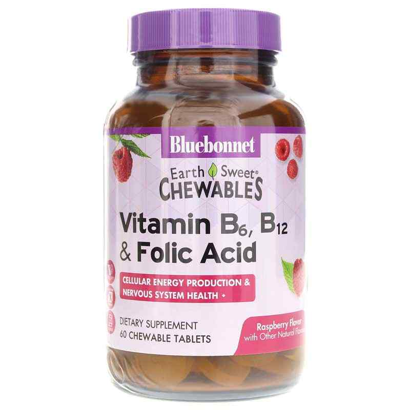 Earth Sweet Chewable Vitamin B6 B12 Plus Folic Acid,