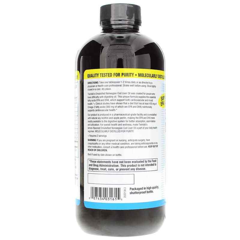 Emulsified Norwegian Cod Liver Oil Liquid, Twinlab