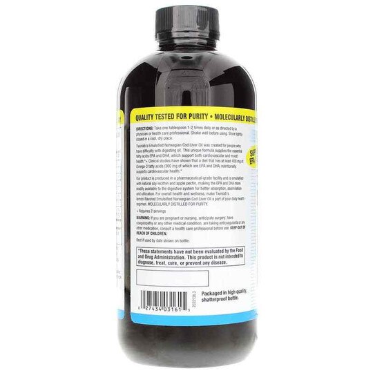 Emulsified Norwegian Cod Liver Oil Liquid, Twinlab