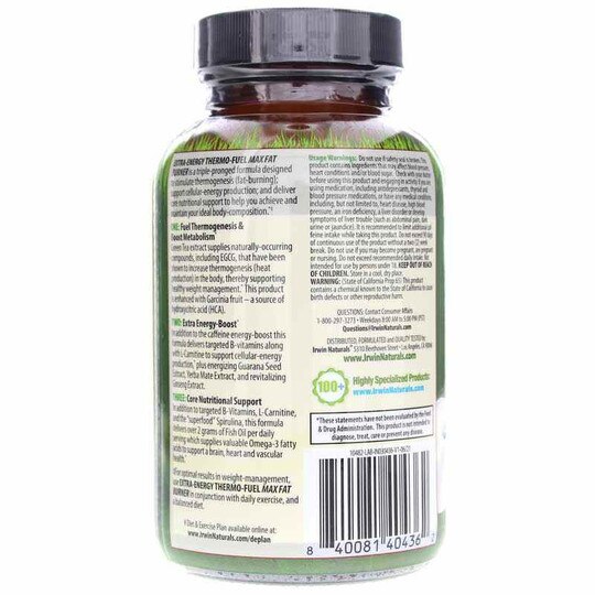 Extra Energy Thermo-Fuel Max Fat Burner, 100 Liquid Softgels, IRN