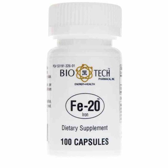 Fe-20 Iron, 100 Capsules, BTP