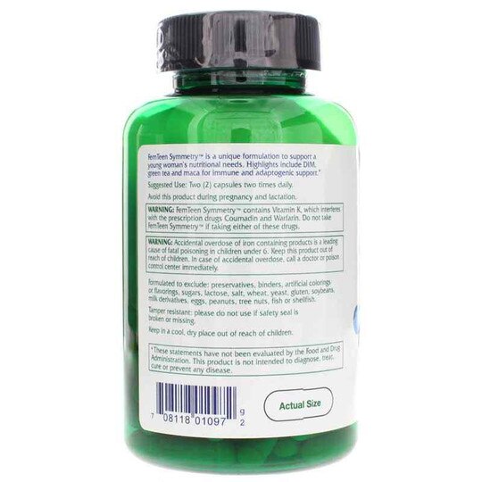 FemTeen Symmetry Pro, 120 Vegan Capsules, VTAP