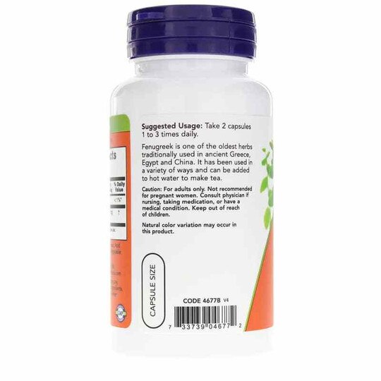 Fenugreek 500 Mg, 100 Veg Capsules, NOW
