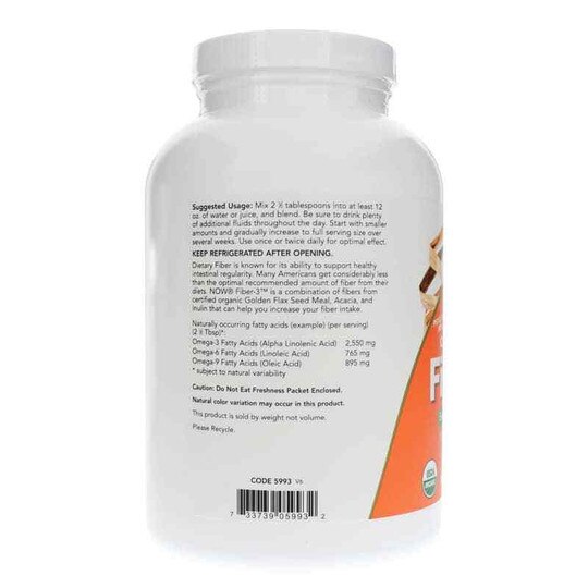 Fiber-3 Organic, 16 Oz, NOW
