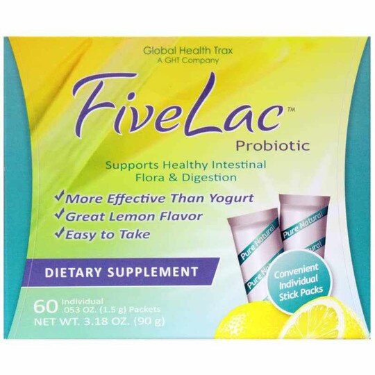 FiveLac Probiotic Lemon Flavor, 60 Packets, GHT