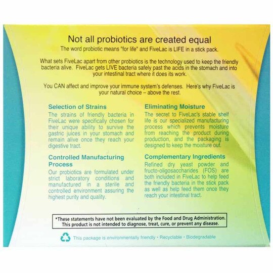 FiveLac Probiotic Lemon Flavor, 60 Packets, GHT