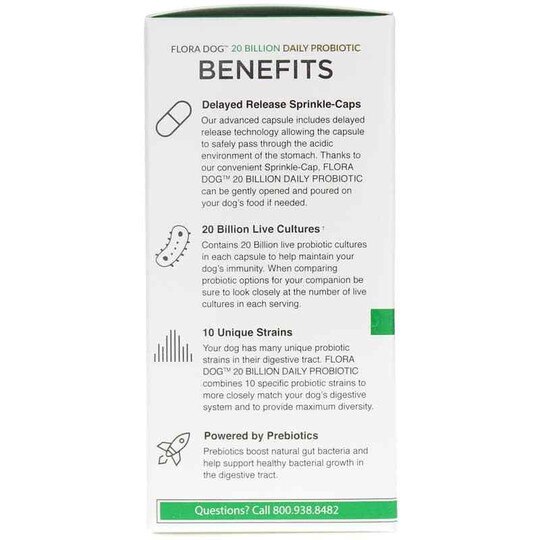 Flora Dog Probiotic 20 Billion CFU Capsules , 30 Veg Ca, VTP