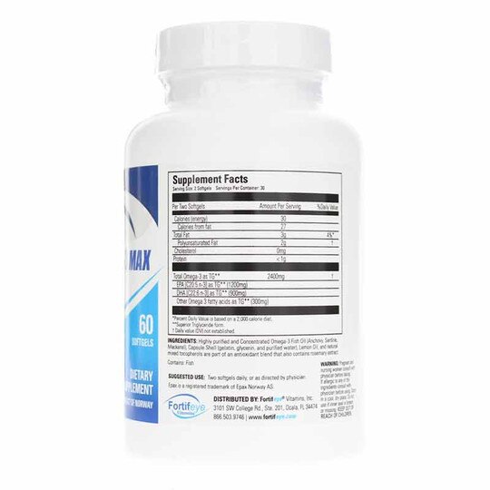 Fortifeye Super Omega 3 MAX Fish Oil, 60 Softgels, FFV