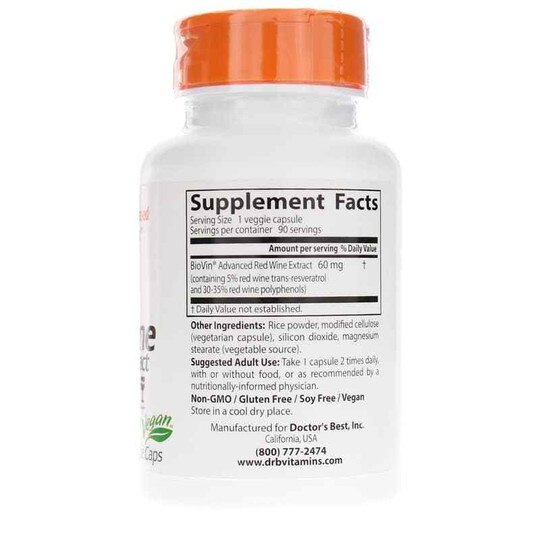 French Red Wine Grape Extract 60 Mg, 90 Veg Capsules, DRB