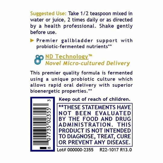 Gallbladder-ND Fermented Gallbladder Support, 8 Oz, PRL