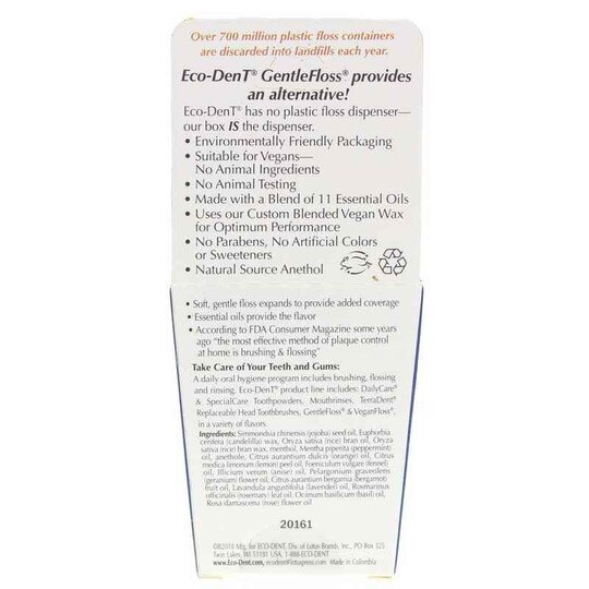 GentleFloss Dental Floss Mint, 1 Box, ED