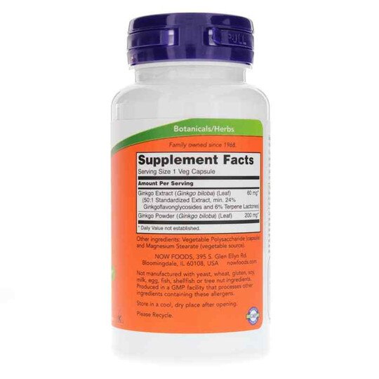 Ginkgo Biloba 60 Mg, 120 Veg Capsules, NOW