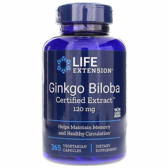 Ginkgo Biloba Certified Extract 120 Mg, 365 Veg Capsule, LFE