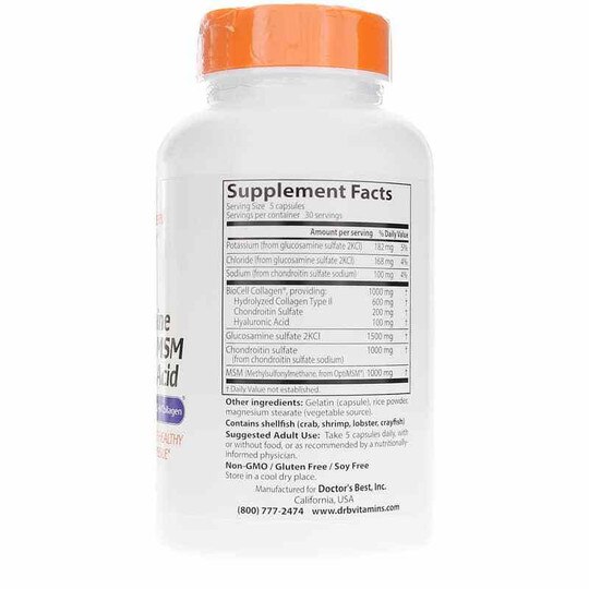Glucosamine Chondroitin MSM + Hyaluronic Acid, 150 Caps, DRB