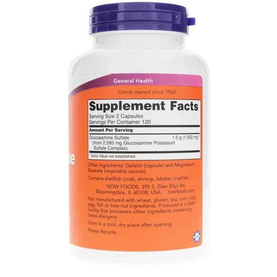 Glucosamine Sulfate 750 Mg, 240 Capsules, NOW