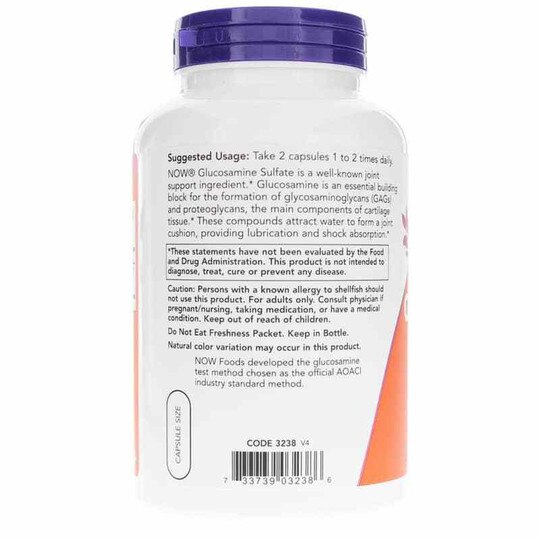 Glucosamine Sulfate 750 Mg, 240 Capsules, NOW