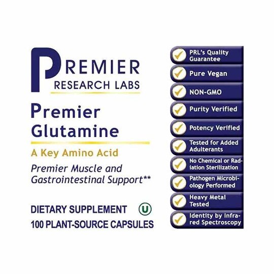 Glutamine L-Glutamine 500 Mg, 100 Veg Capsules, PRL