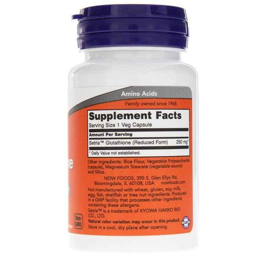 Glutathione 250 Mg, 60 Veg Capsules, NOW